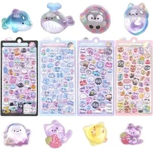 Cute Animal Puffy Stickers Set 200 pc 3D print